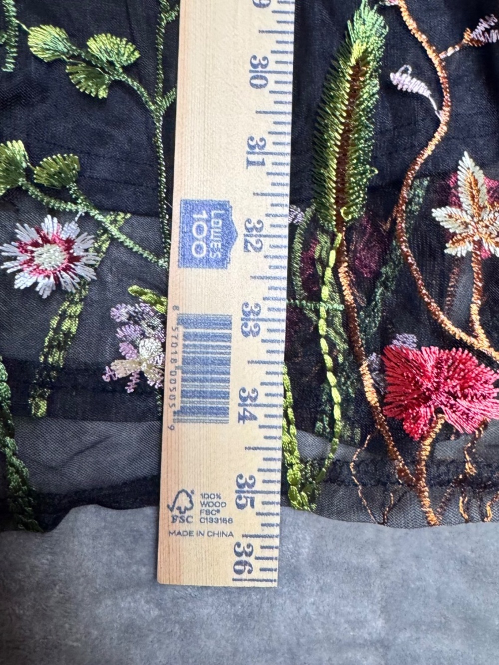 Black Embroidered Floral Mesh Dress Sheer Sleeve Boho Cottagecore Small - Picture 9 of 10